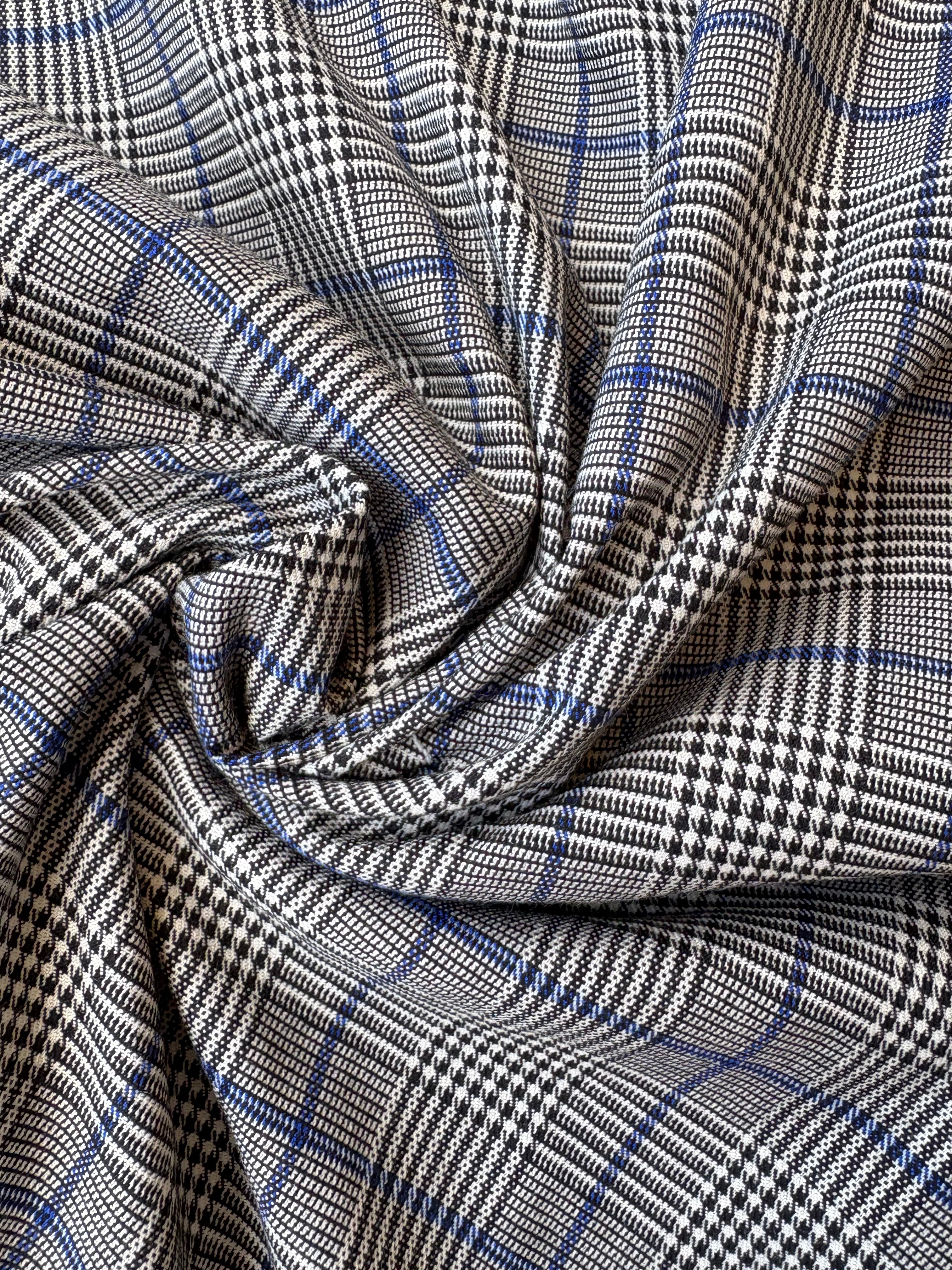 Tartan Scozzese Lanetta Principe di Galles Riga Blu SOTTOPREZZO - WorldTessuti