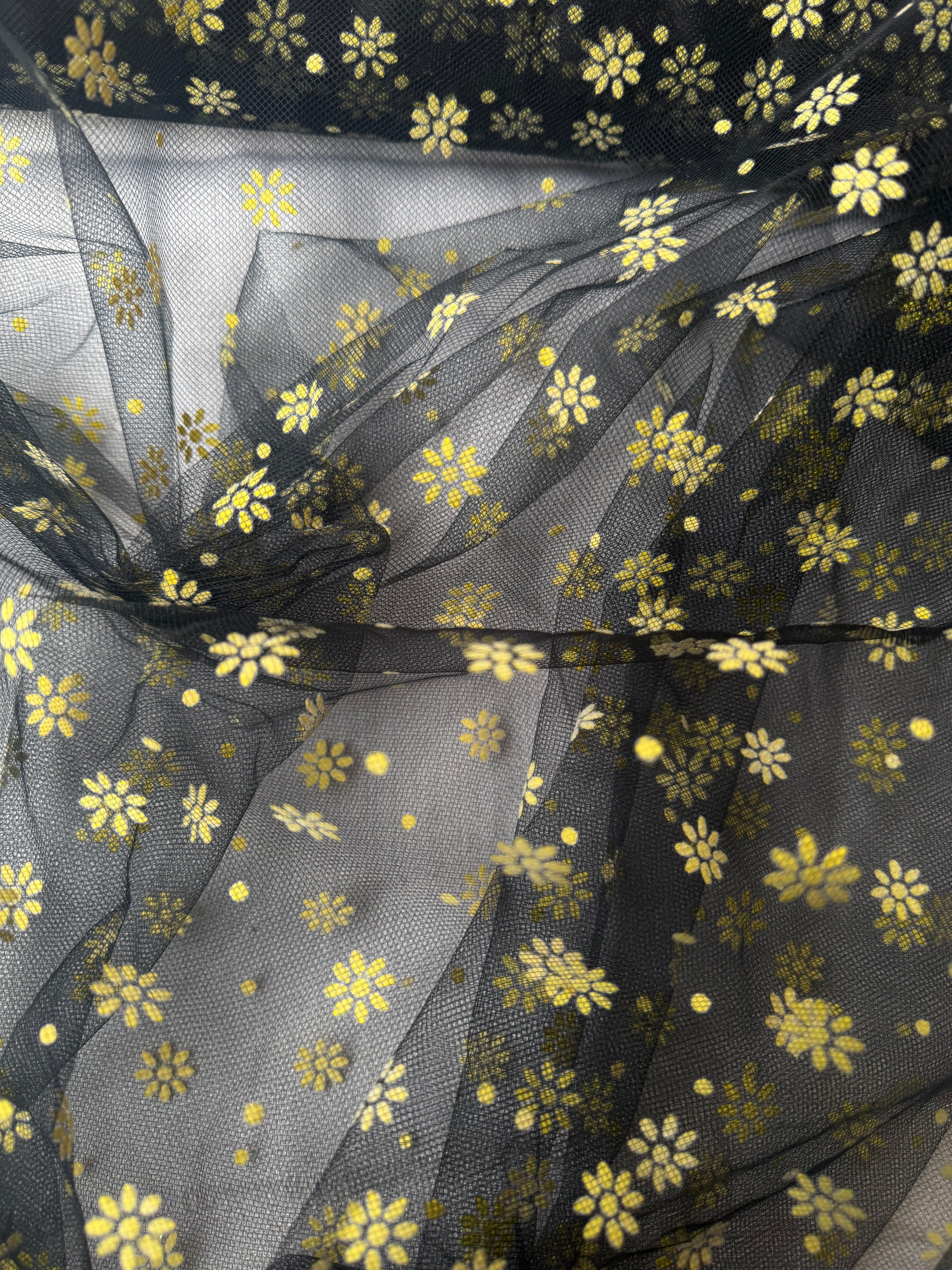 Tulle Pizzo Dorato Elastico Fiorellino