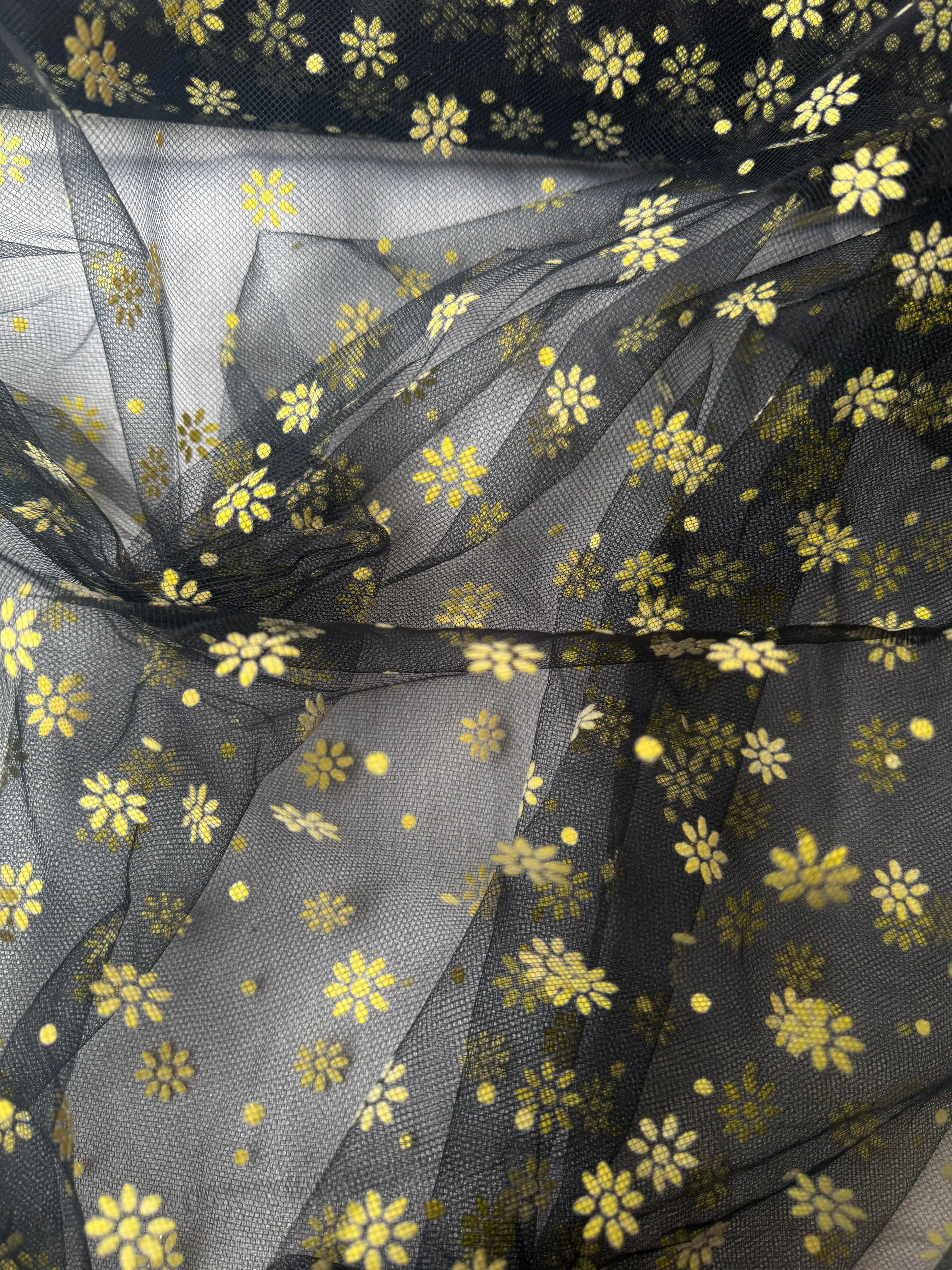 Tulle Pizzo Dorato Elastico Fiorellino