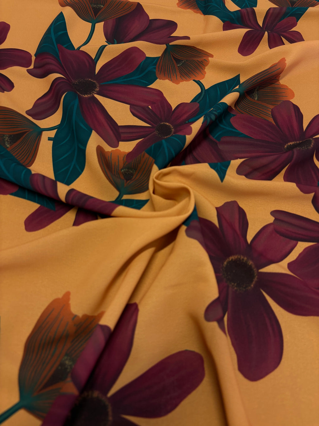 Scampolo satin Floreale Las Palmas Arancio 3,50x1,50