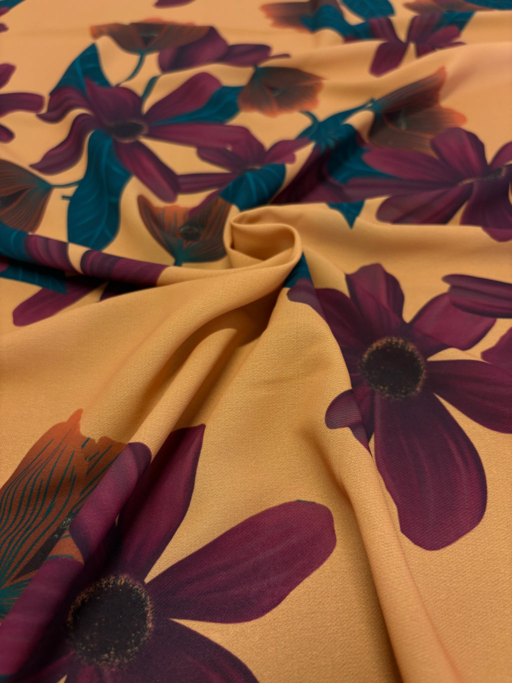 Scampolo satin Floreale Las Palmas Arancio 3,50x1,50