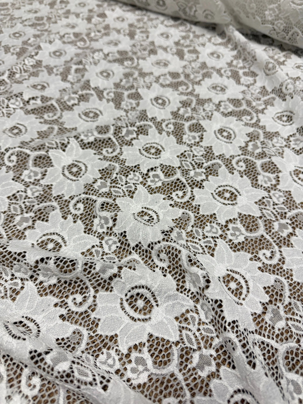 Pizzo Macrame Fiore Bianco Bielastico