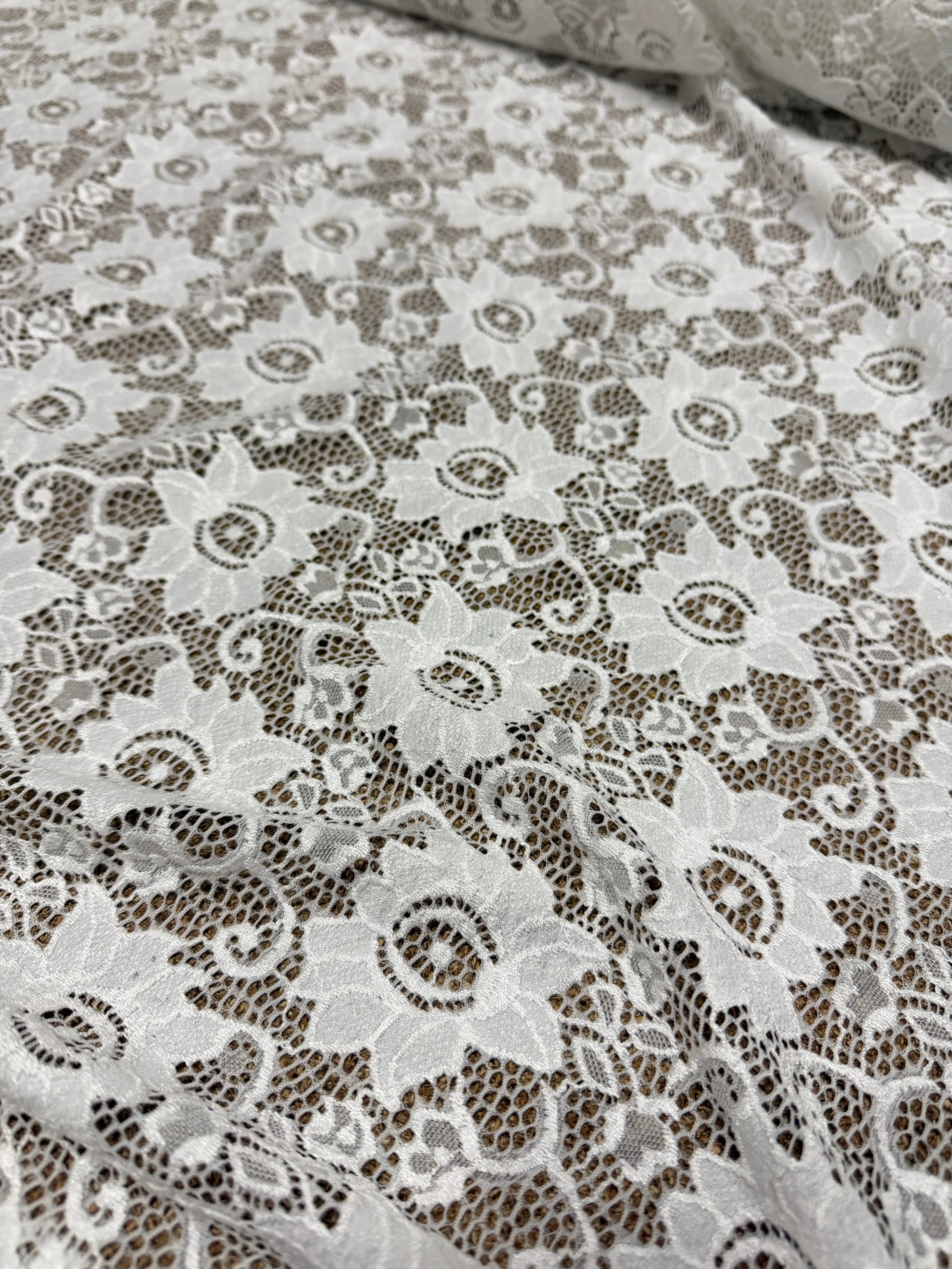 Pizzo Macrame Fiore Bianco Bielastico