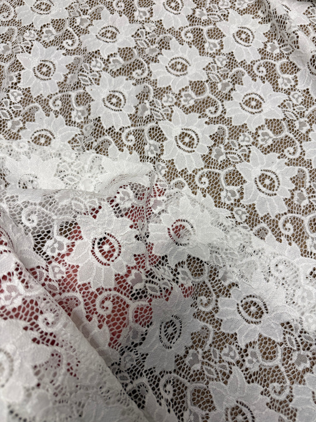 Pizzo Macrame Fiore Bianco Bielastico