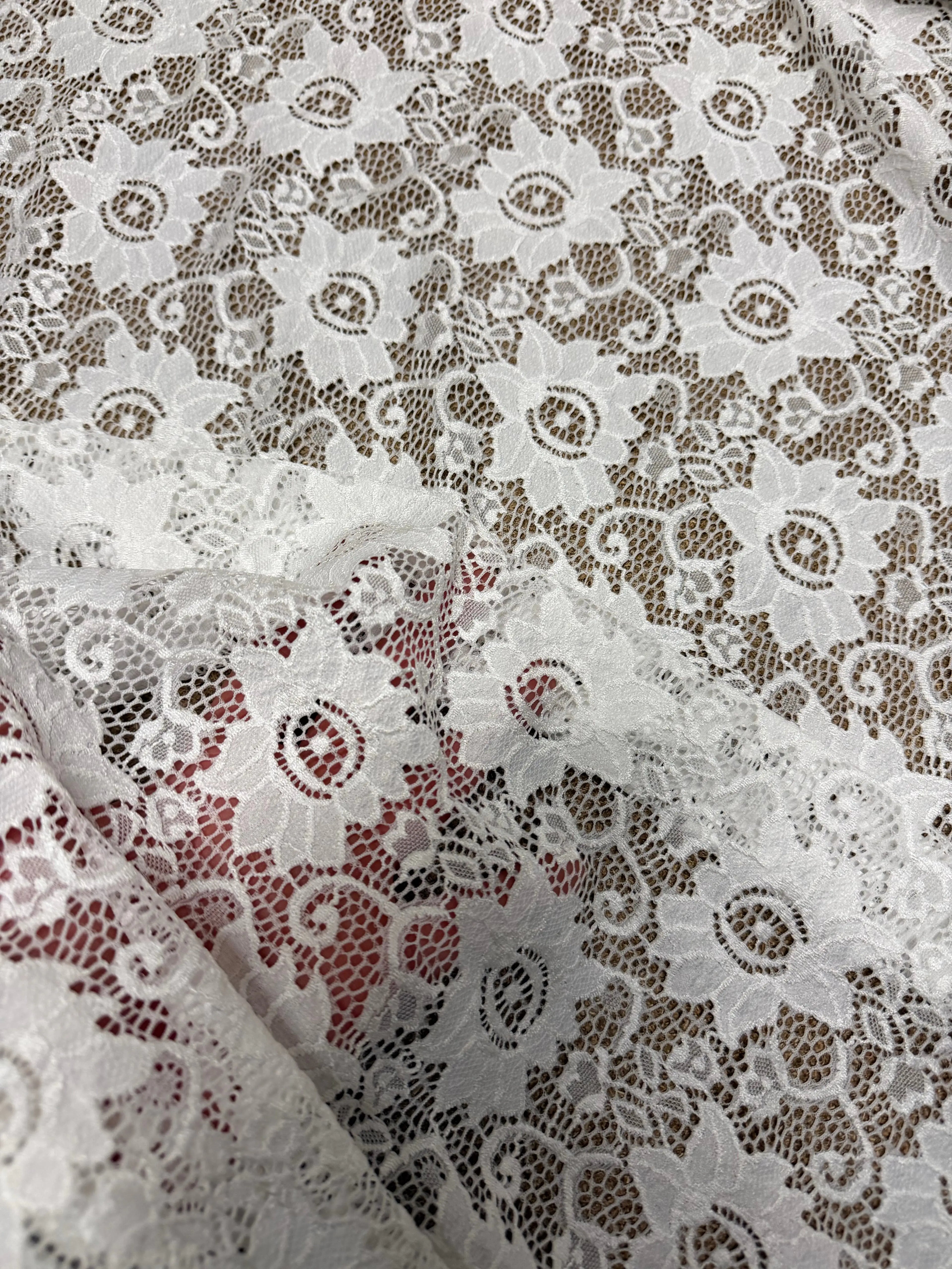 Pizzo Macrame Fiore Bianco Bielastico