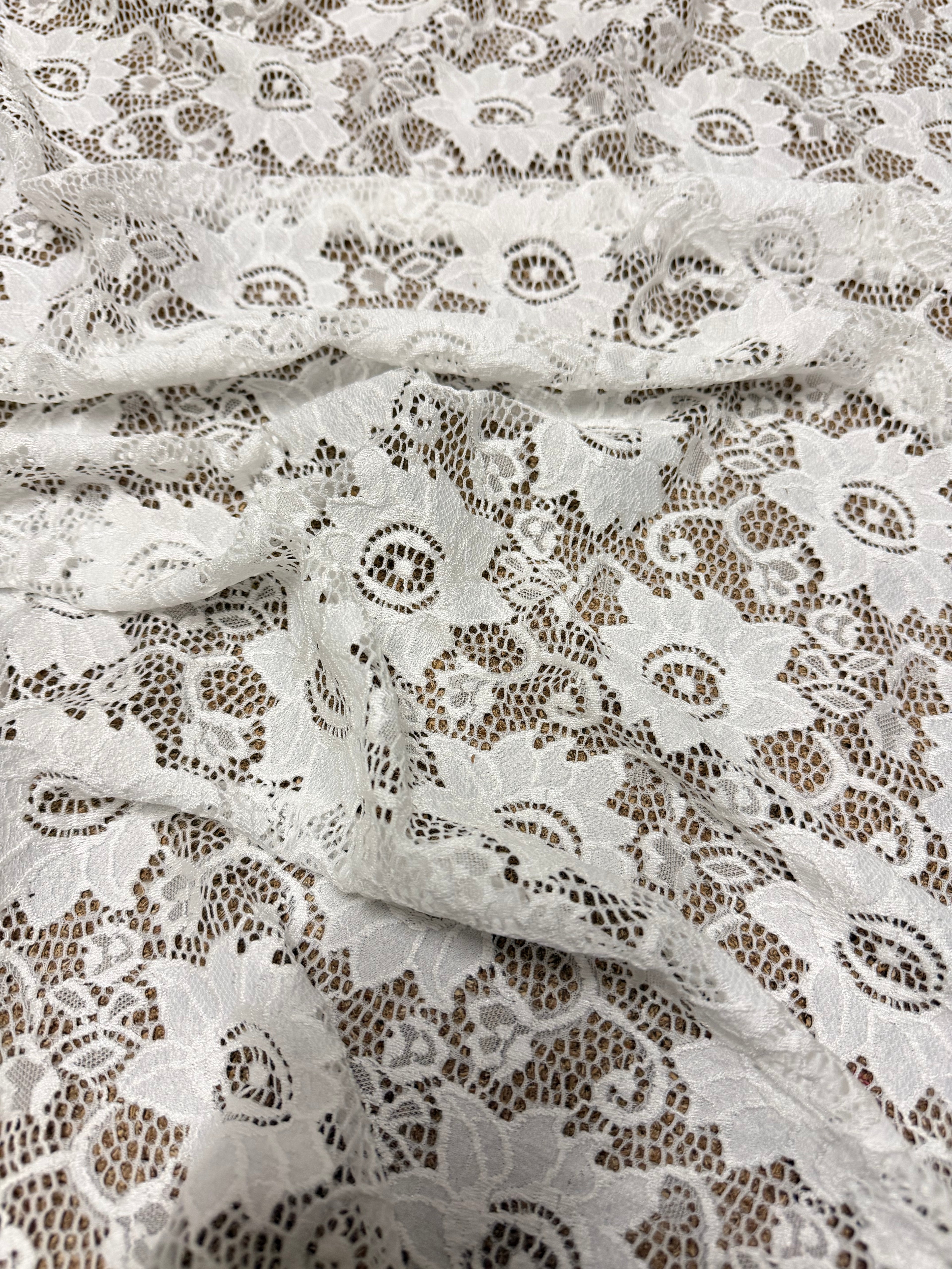 Pizzo Macrame Fiore Bianco Bielastico