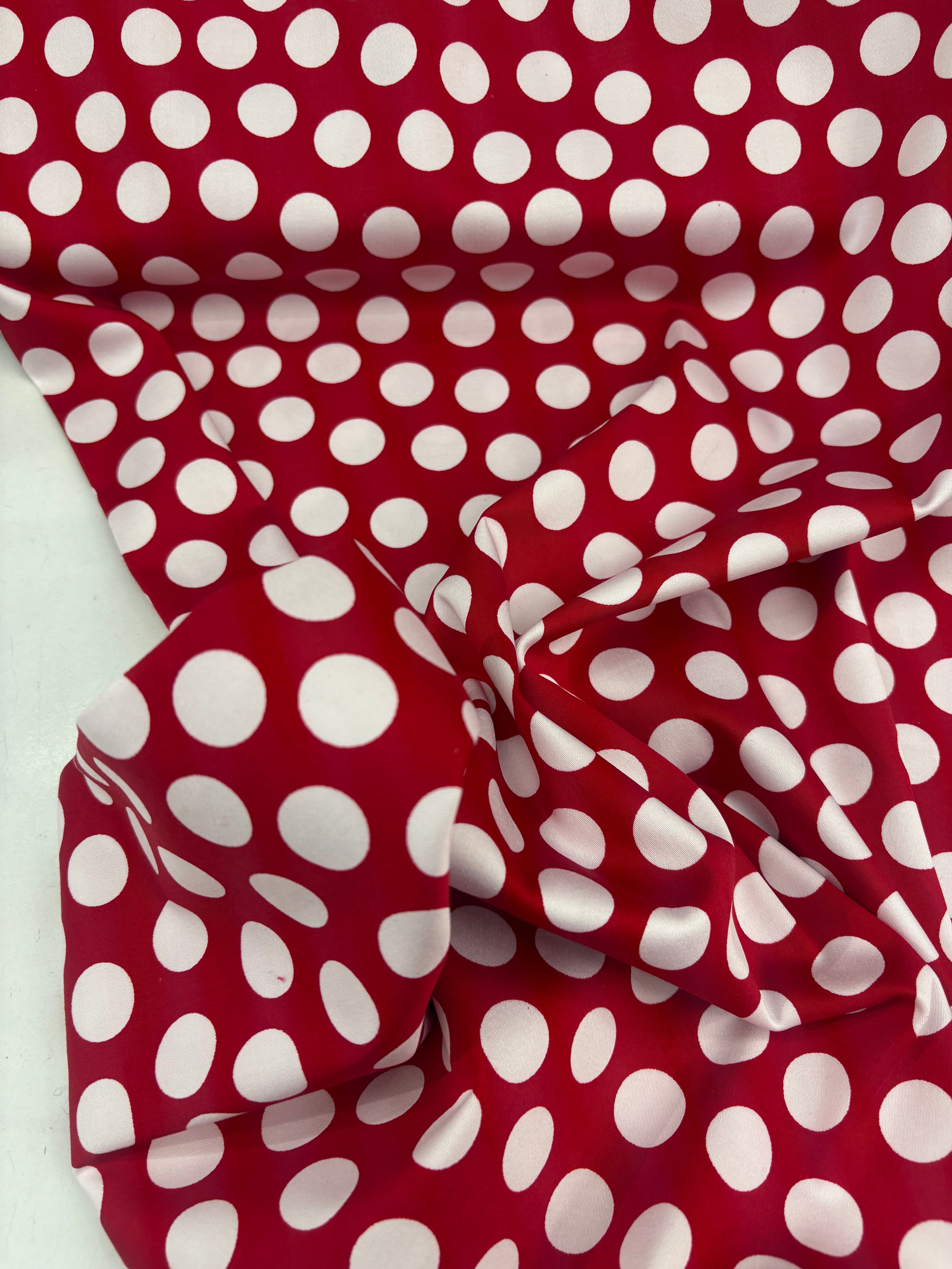 Rasatello Cotone Pois Rosso