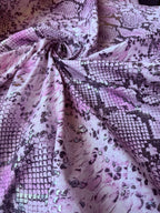 Tessuto Jeans Animalier Pitonato Rosa