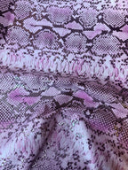 Tessuto Jeans Animalier Pitonato Rosa