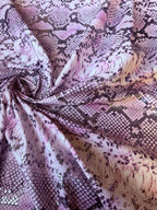 Tessuto Jeans Animalier Pitonato Rosa