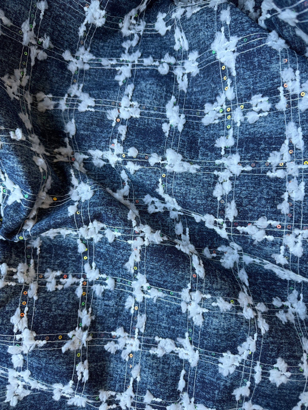 Tessuto Jeans Denim Pailettes