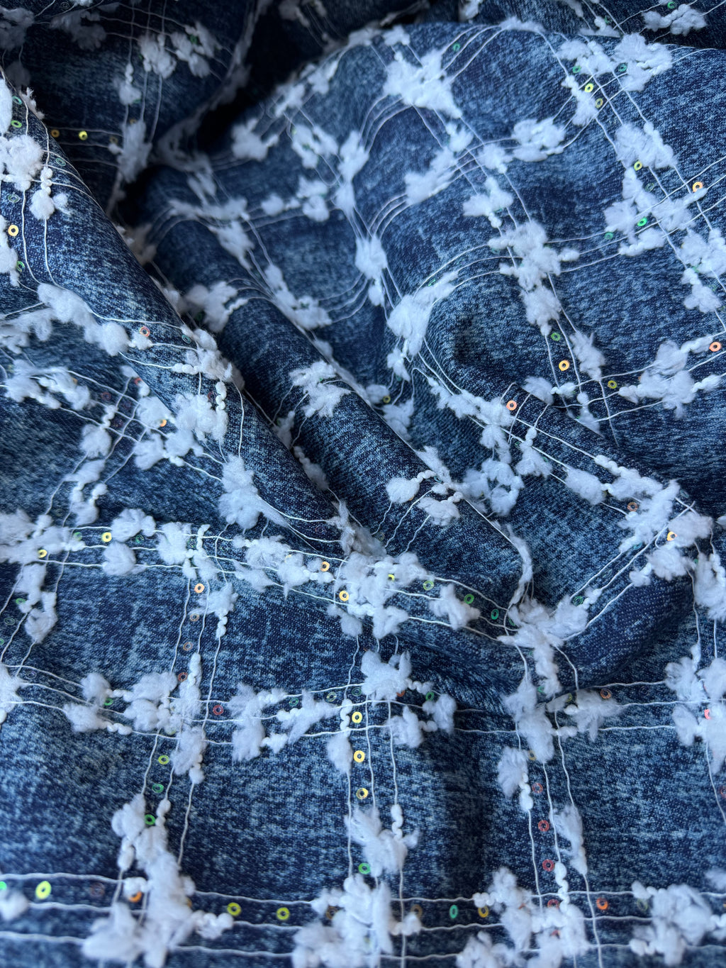 Tessuto Jeans Denim Pailettes