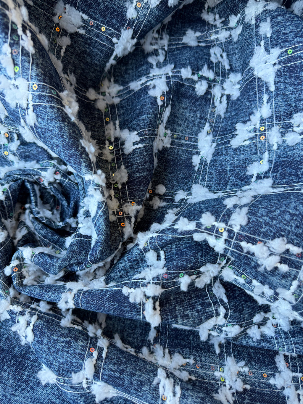 Tessuto Jeans Denim Pailettes