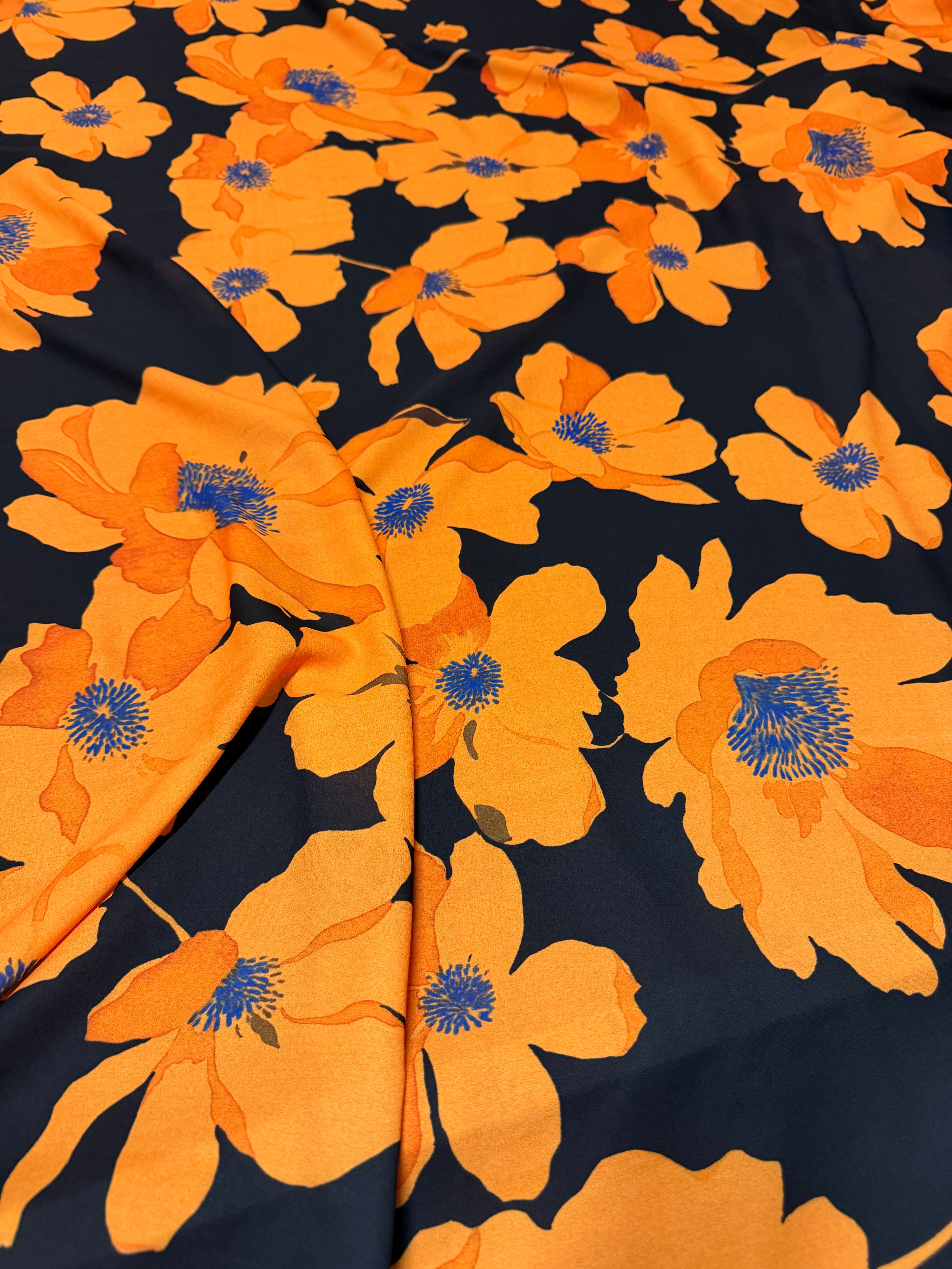 Scampolo Georgette Arancio Floreale 3,00x1,50