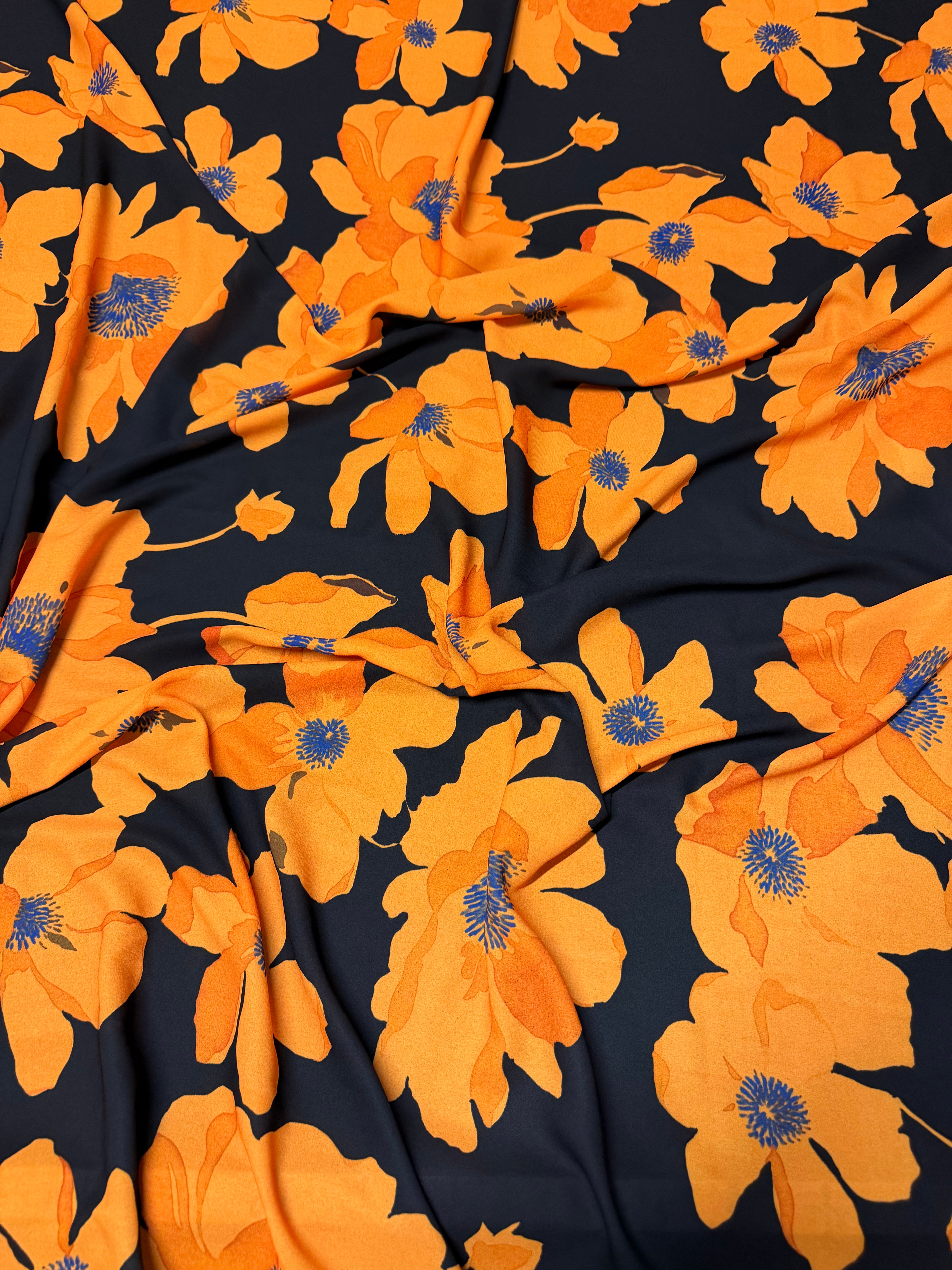 Scampolo Georgette Arancio Floreale 3,00x1,50