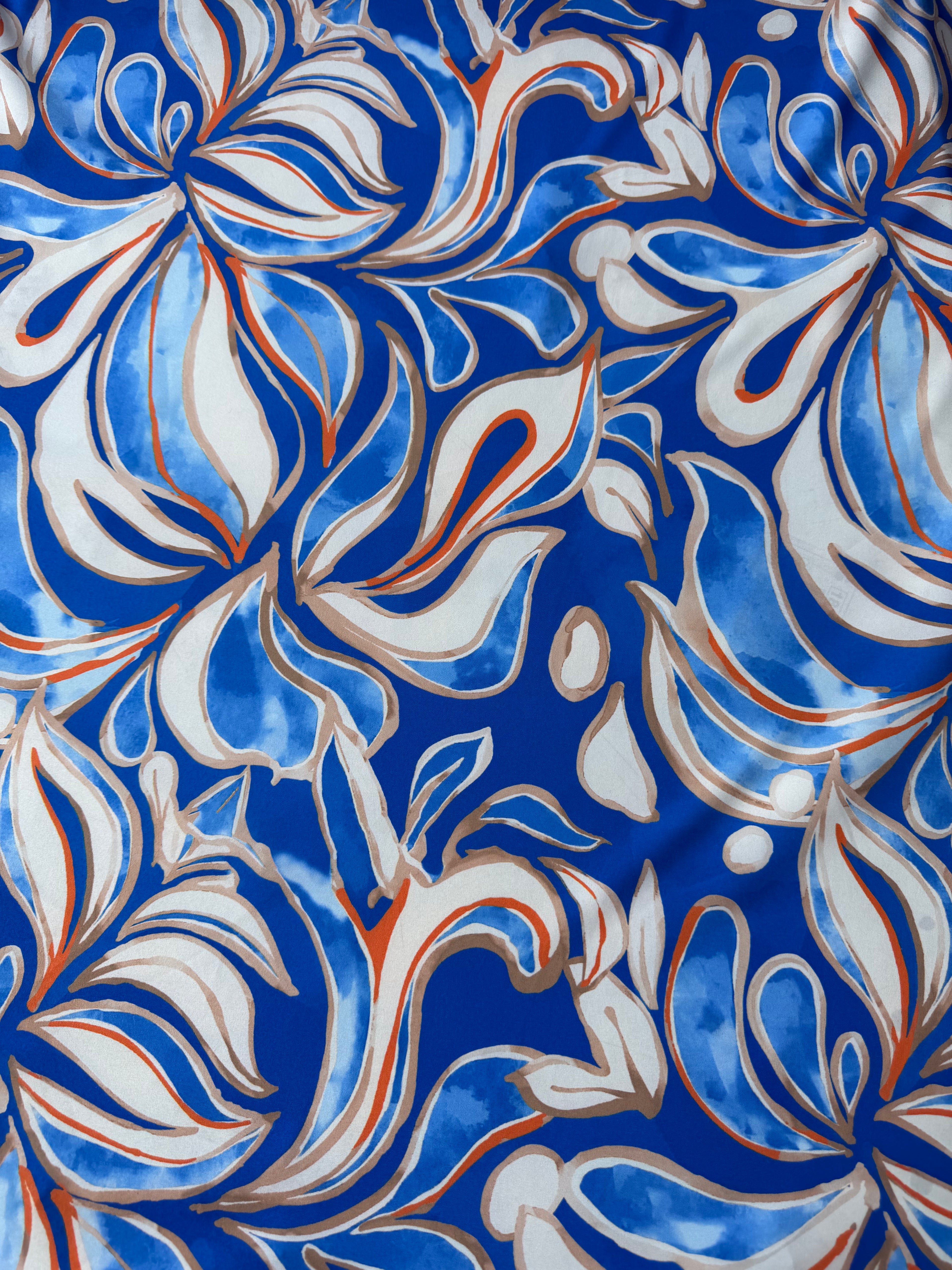 Tessuto Satin Floreale Abstract