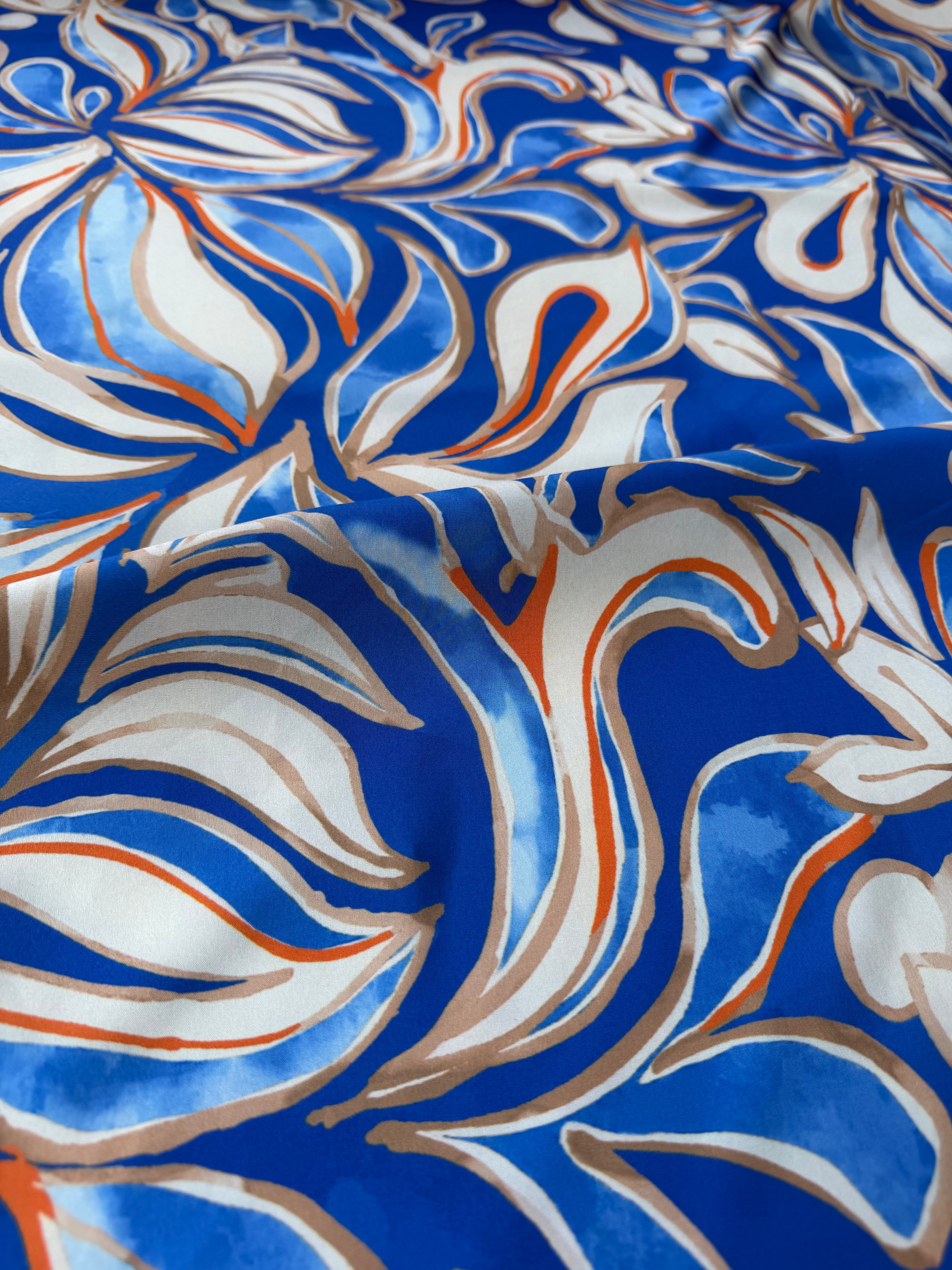 Tessuto Satin Floreale Abstract