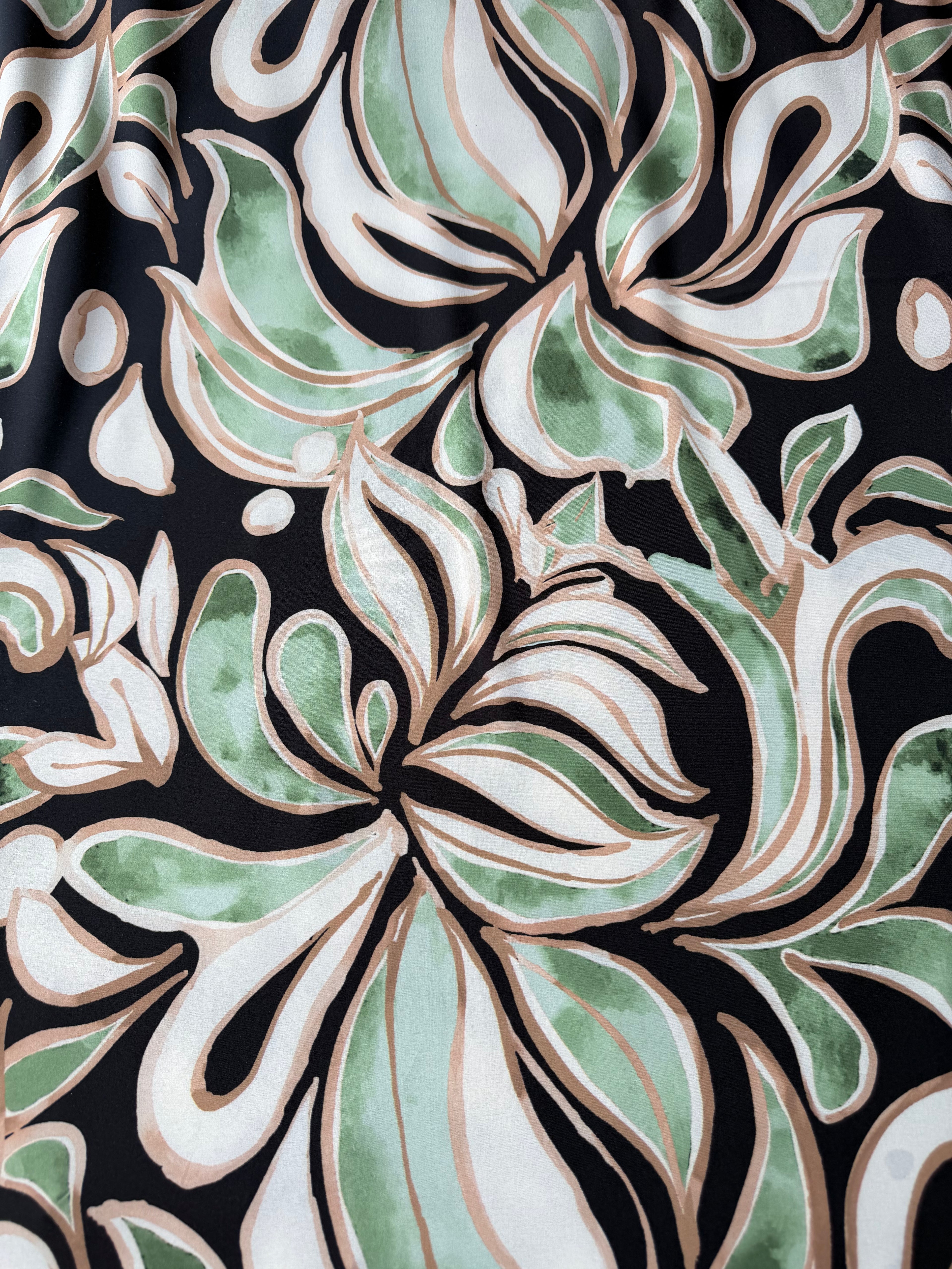 Tessuto Satin Floreale Abstract