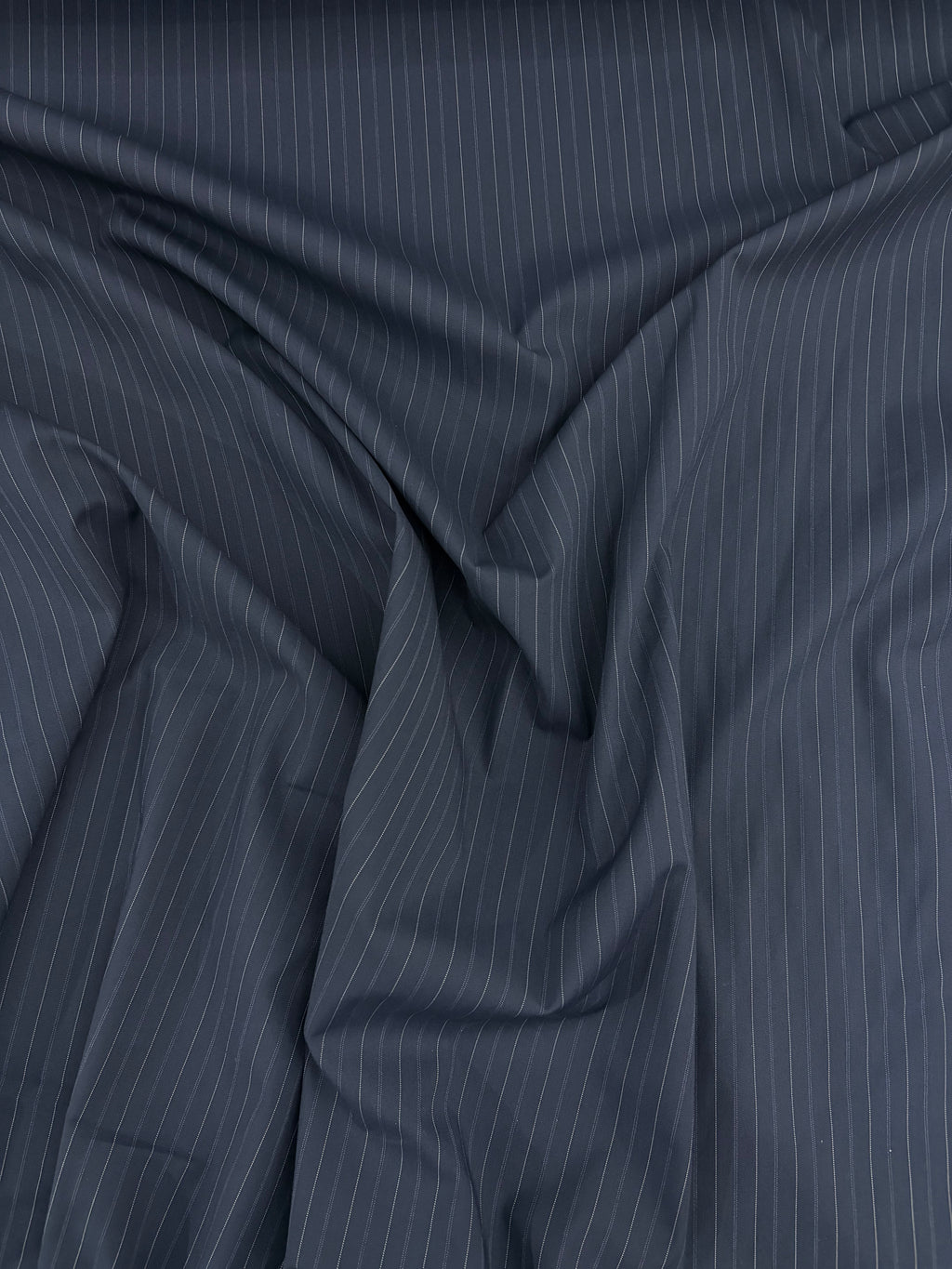 Popeline Stretch Gessato blu scuro SOTTOPREZZO