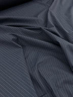 Popeline Stretch Gessato blu scuro SOTTOPREZZO