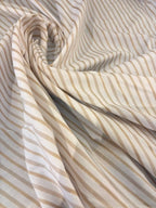 Scampolo Cotone Popeline Bacchettina Beige Lamè Righettina 3,00x1,50