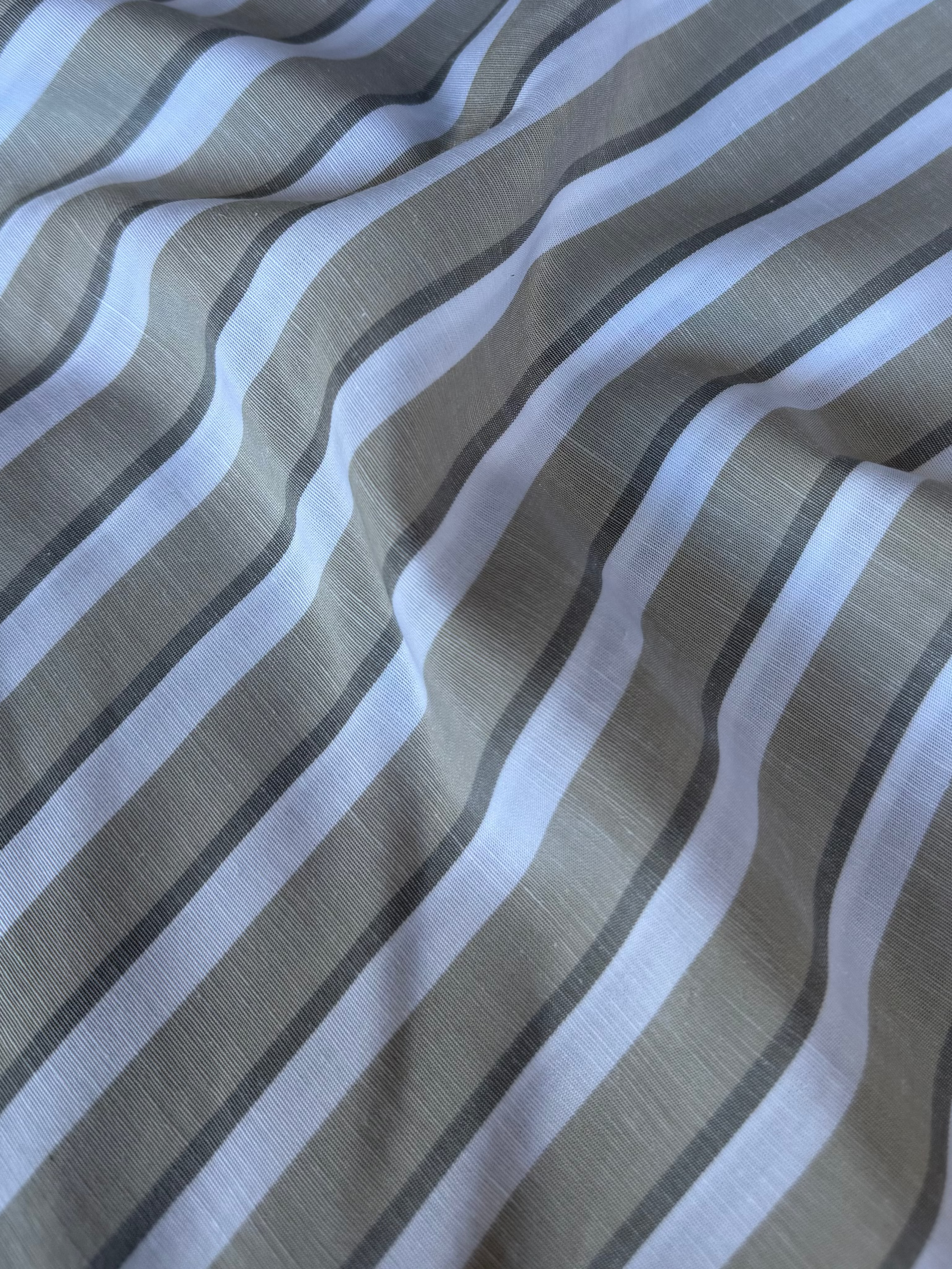 Tessuto Lino Rigato Beige Panna