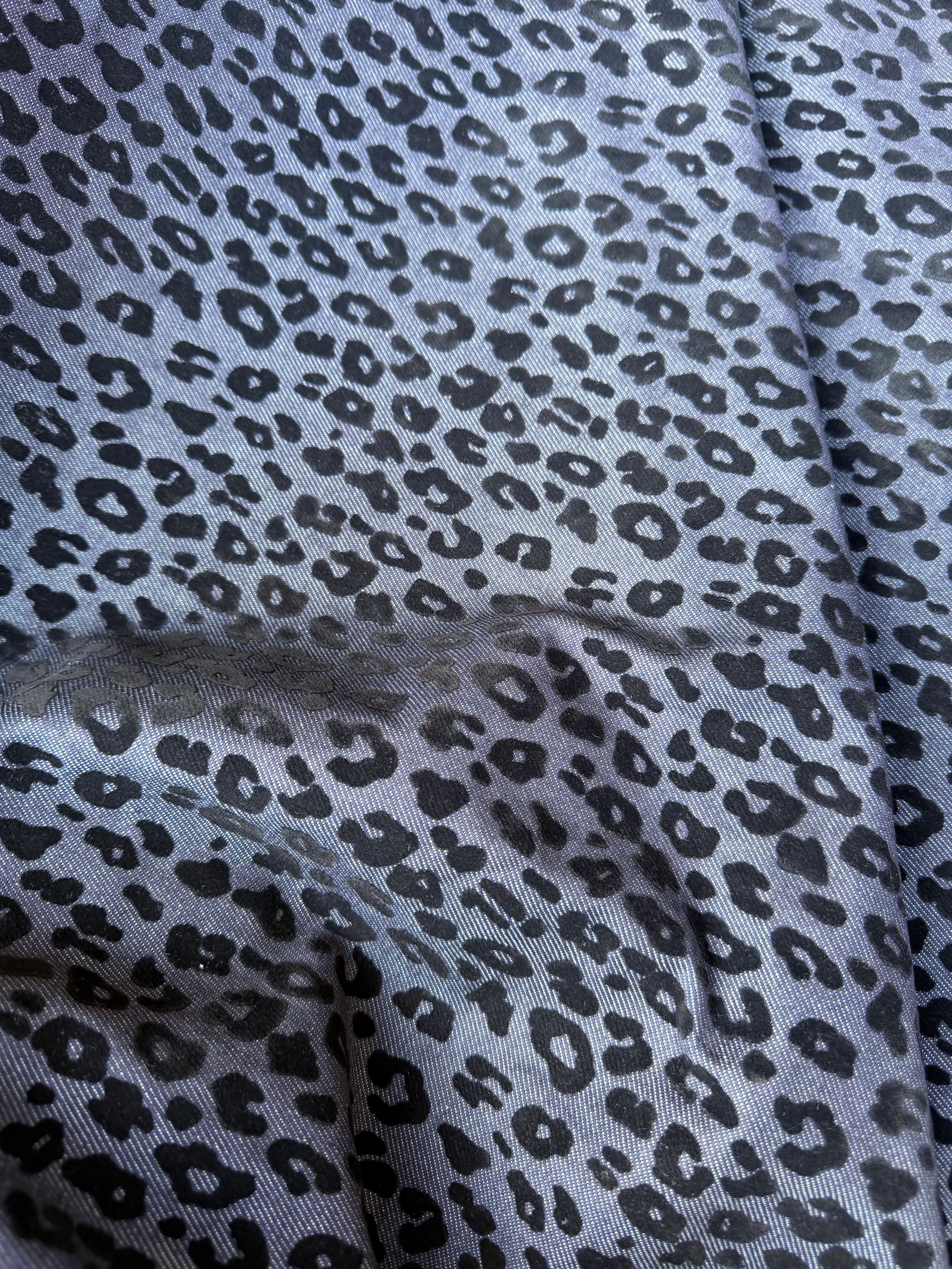 Tessuto Jeans Pesante Animalier Maculato Blu