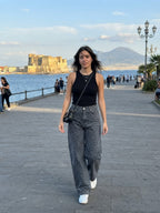 Tessuto Jeans Pesante Animalier Maculato Blu