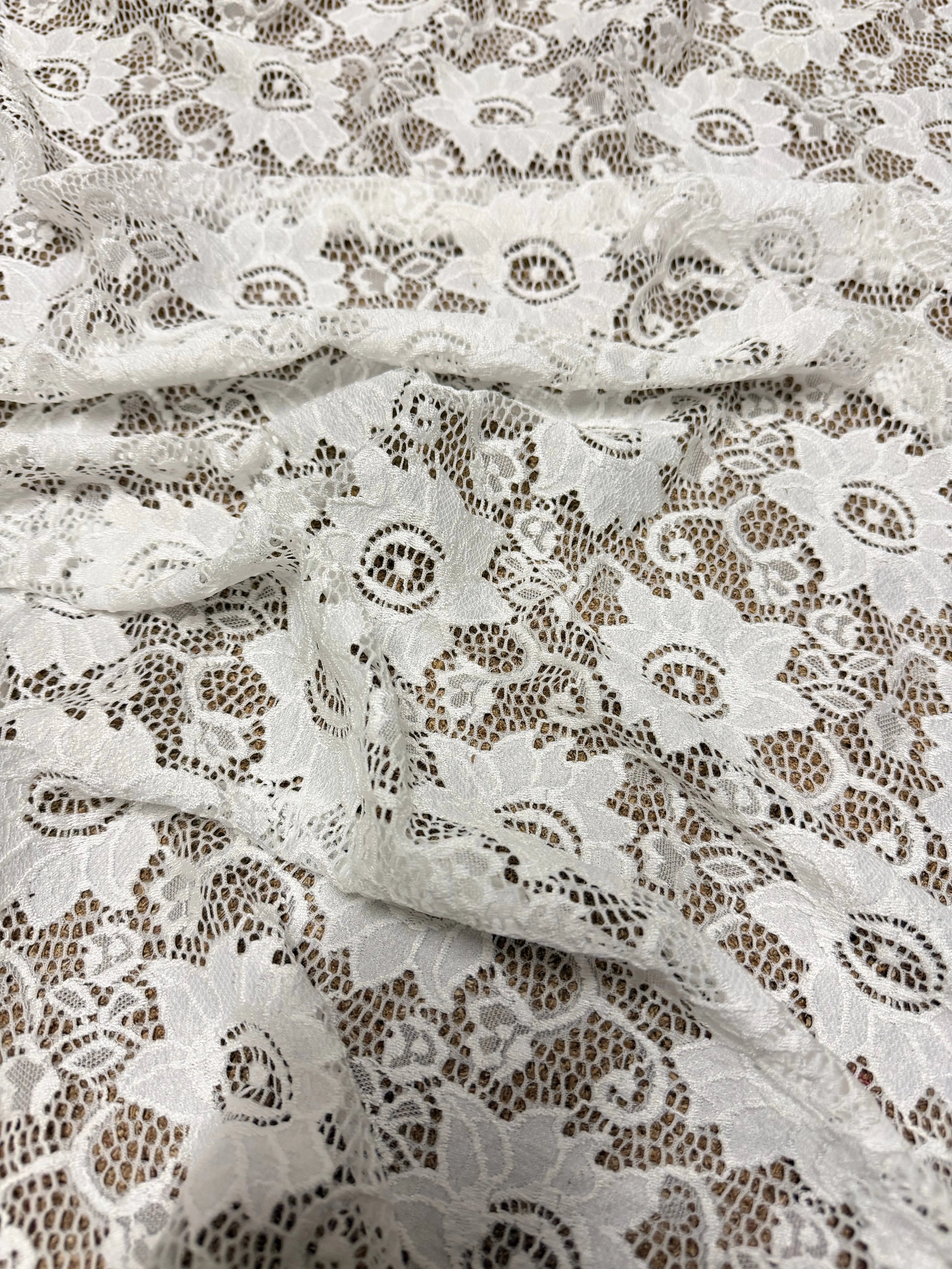 Pizzo Macrame Fiore Bianco Bielastico