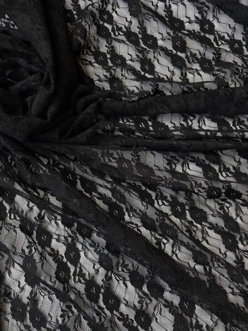 Pizzo Macrame Fiore Nero Bielastico