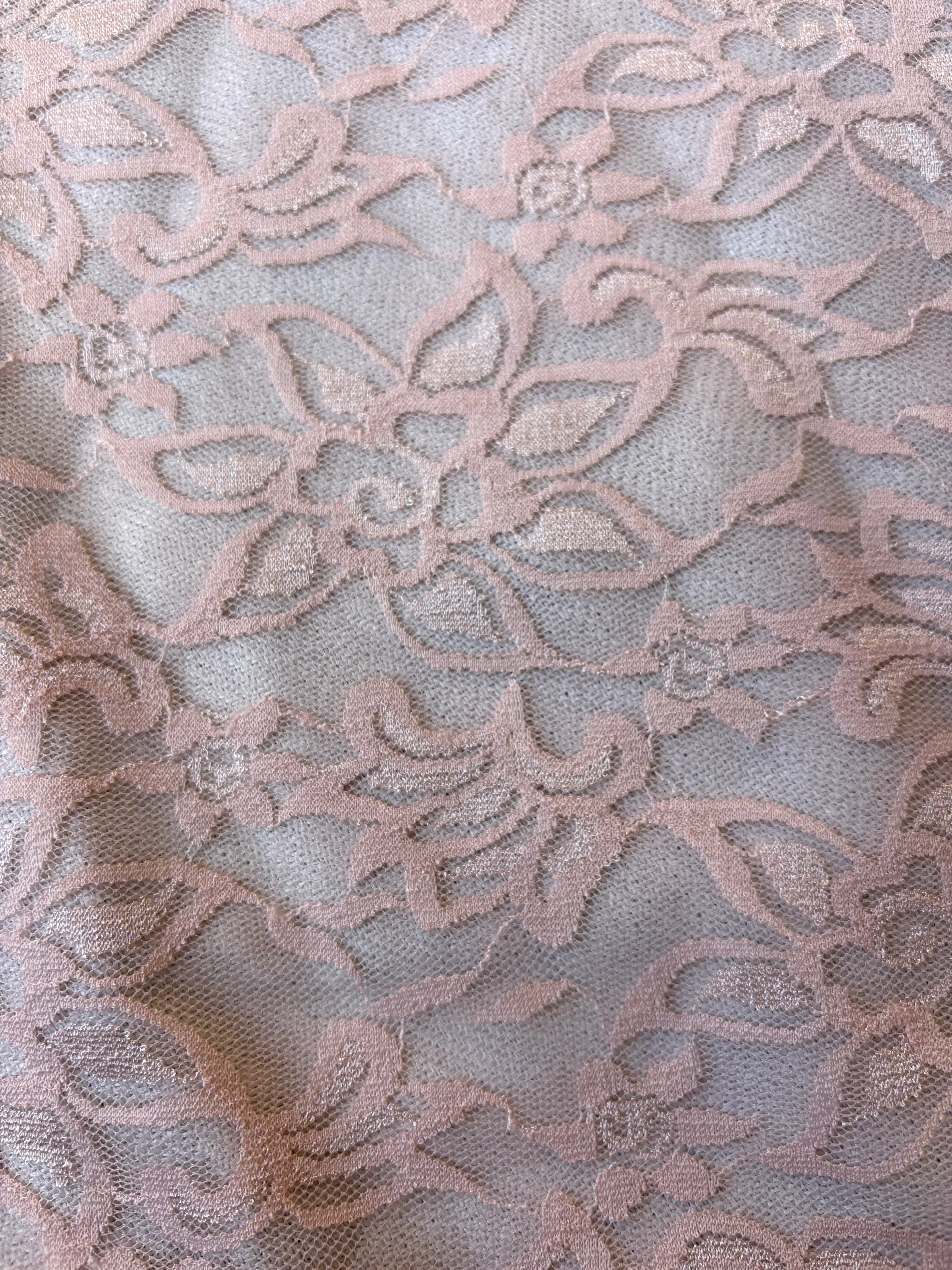 Pizzo Macrame Floreale Rosa Bielastico