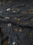 Pizzo Macrame Nero elastico Pailettes