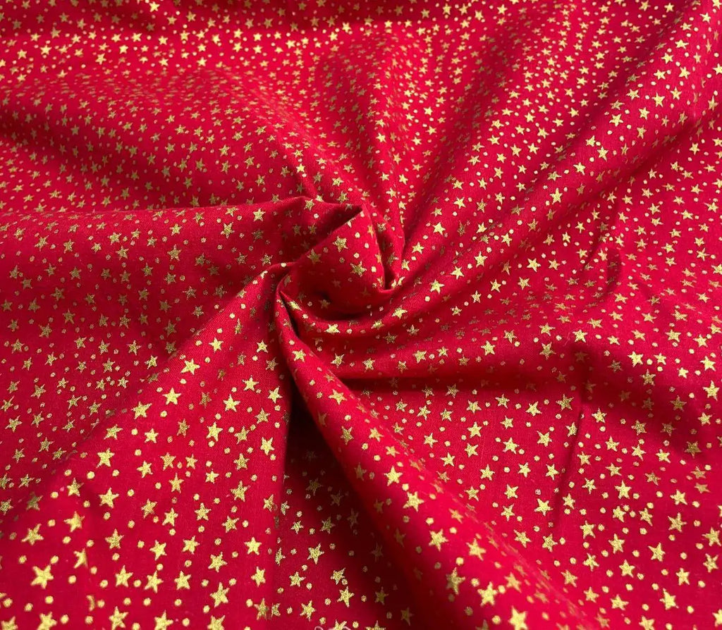 Puro Cotone Stelline Glitterate Rosso
