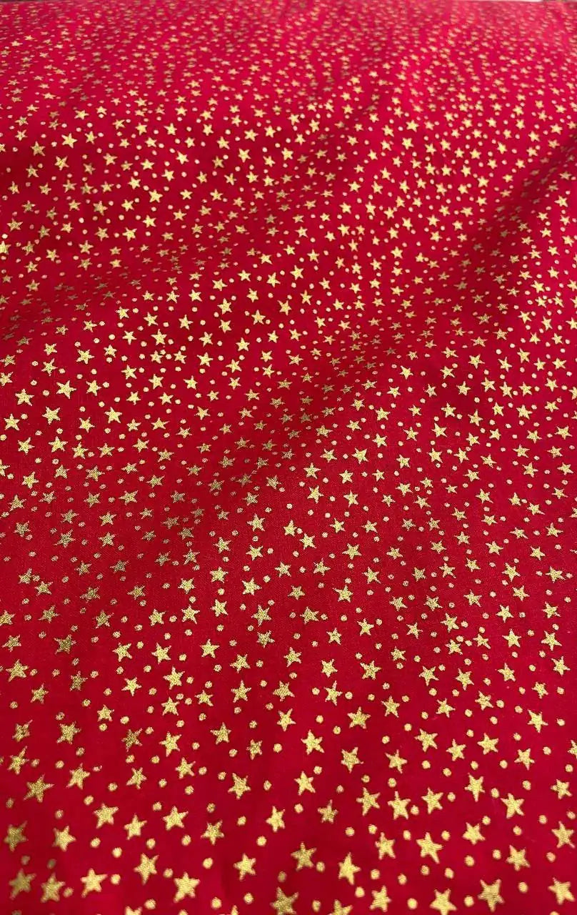 Puro Cotone Stelline Glitterate Rosso
