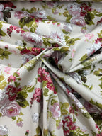 Rasatello Cotone Floreale Boquet Fiori SOTTOPREZZO