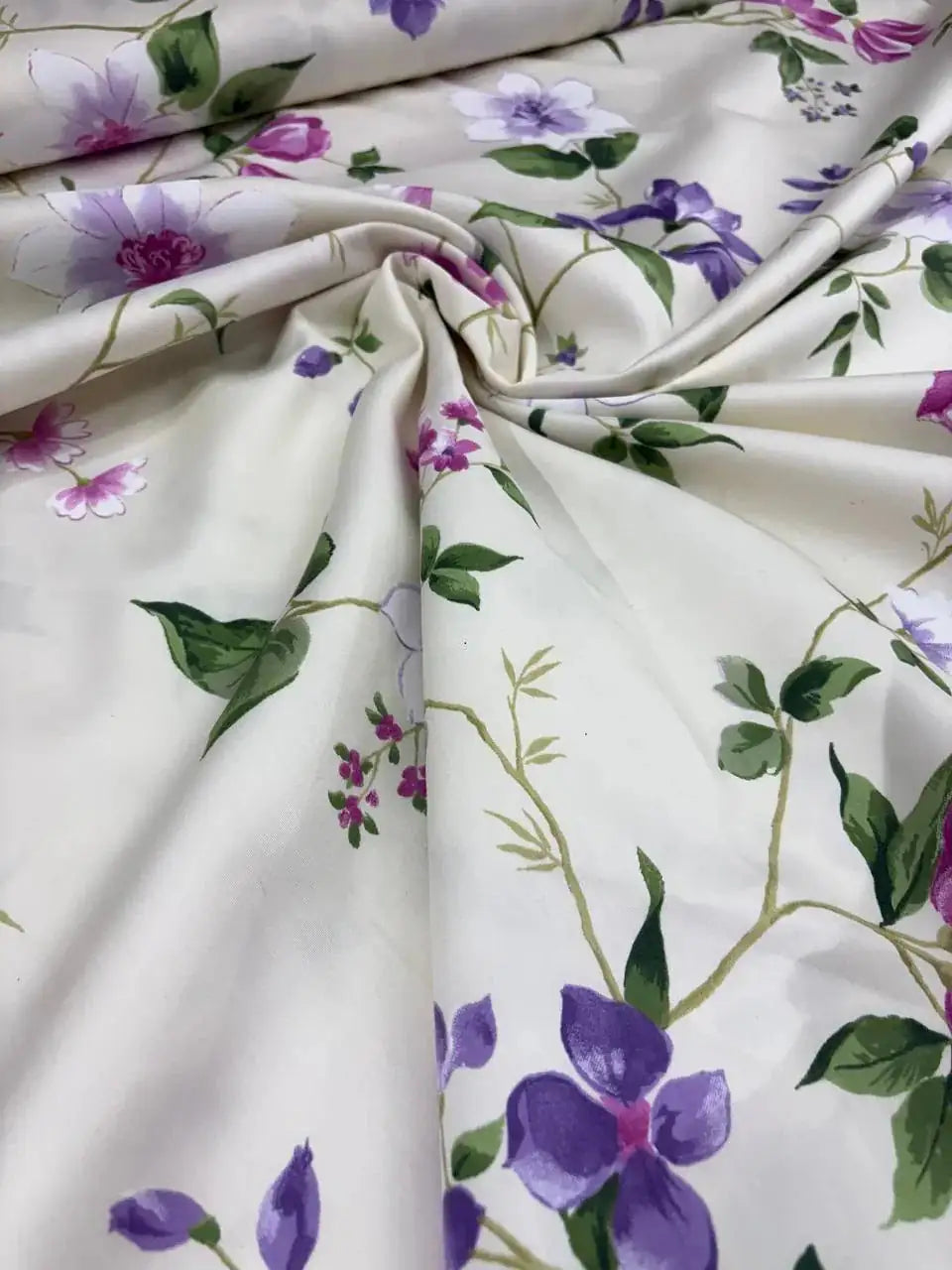 Rasatello Cotone Floreale Sanderson Lilla Boquet SOTTOPREZZO
