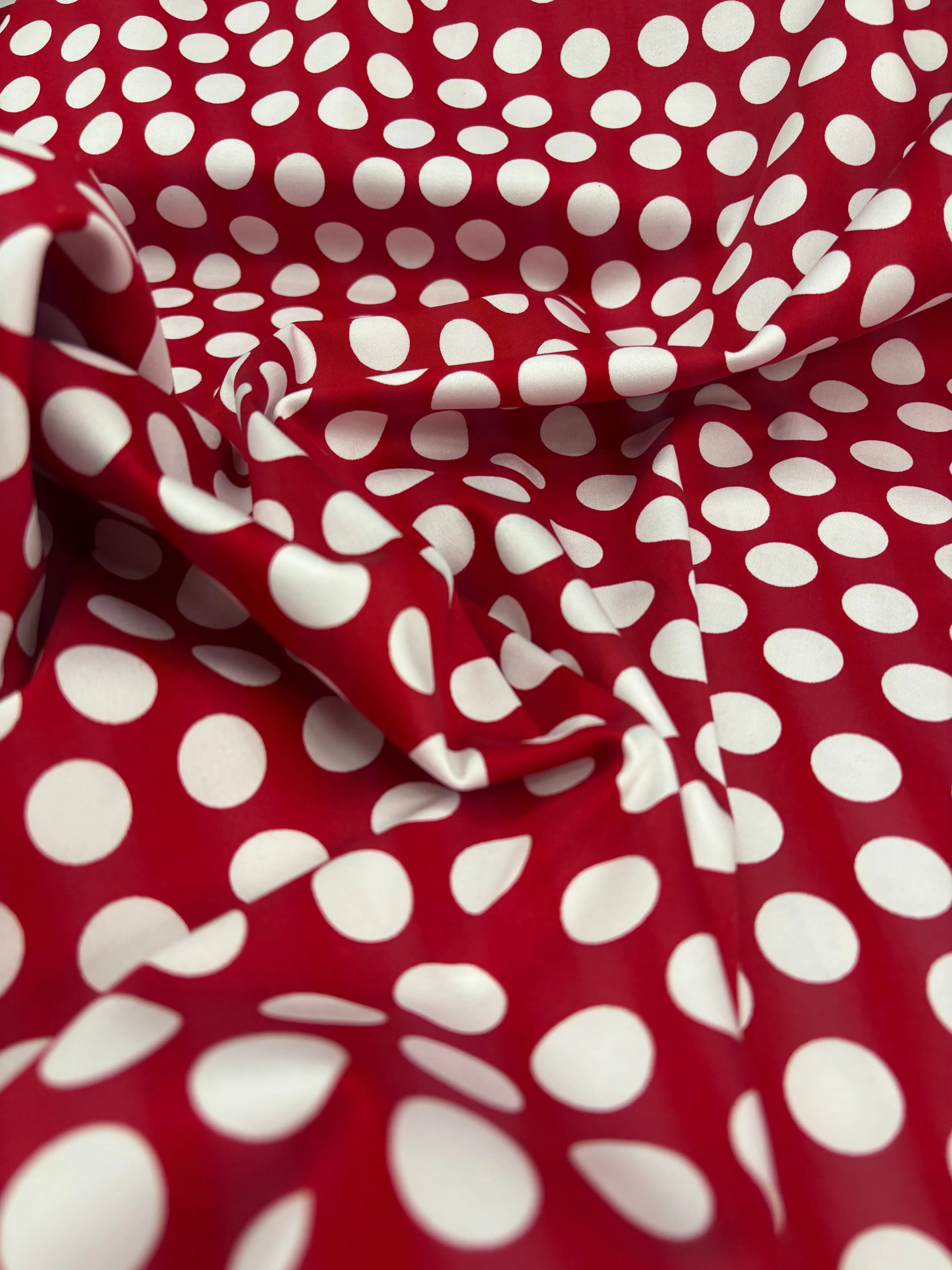 Rasatello Cotone Pois Rosso
