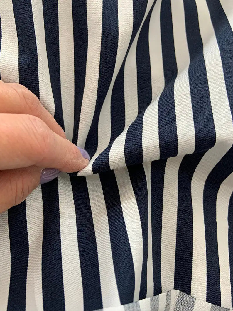 Rasatello Cotone Rigato Riga Blu
