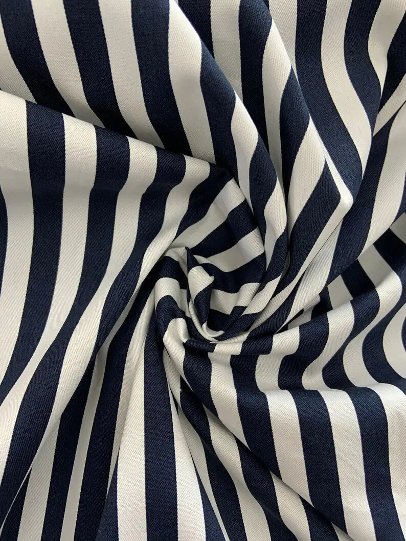 Rasatello Cotone Rigato Riga Blu