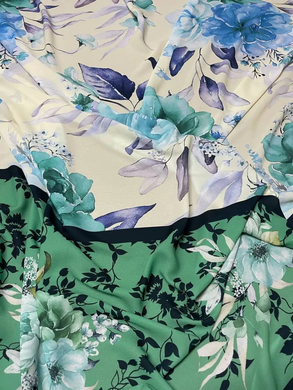 Scampolo CHIFFON FLOREALE BALZA VERDE ACQUA 200x150