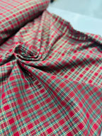 Tartan Cotone Tinto in Filo Quadro Rosso Filo dorato lurex 140