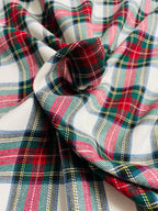 Tartan Scozzese Fondo Bianco Quadro Rosso