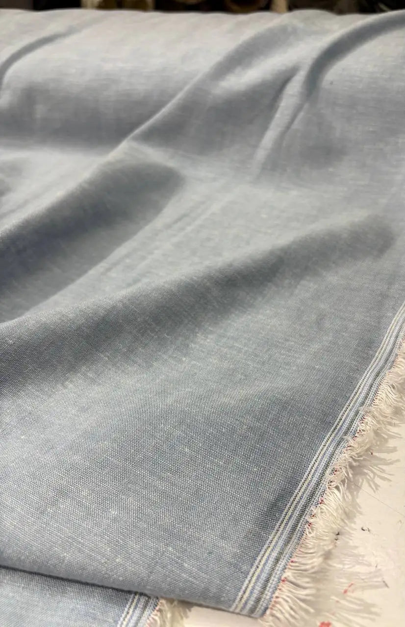 Tessuto Chambray Jeans  Lino chiaro