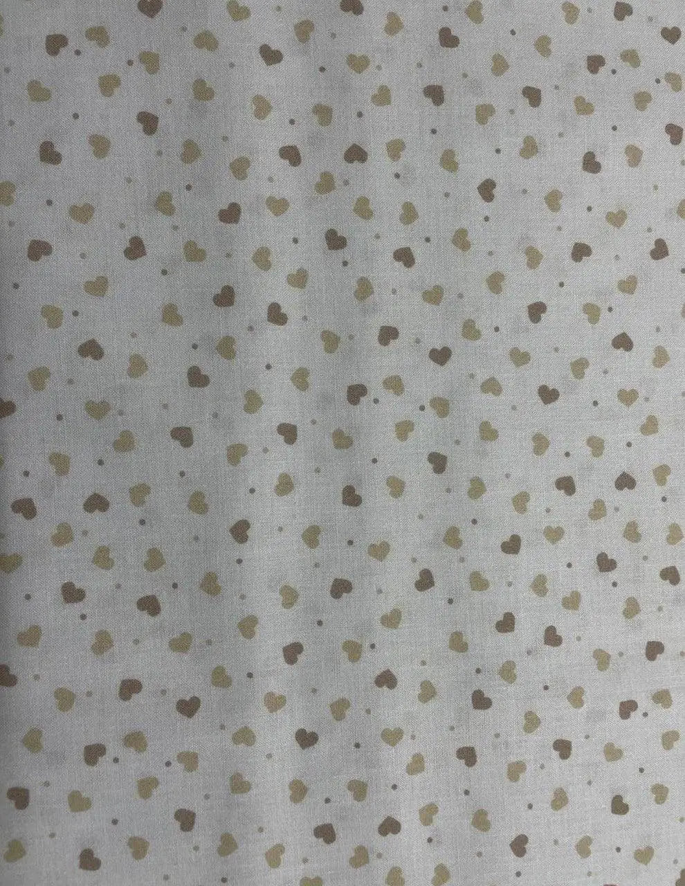 Tessuto Cotone Cuori Beige Percalle 150H