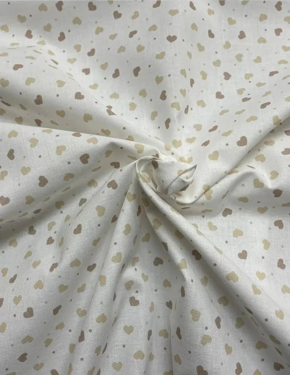 Tessuto Cotone Cuori Beige Percalle 150H