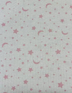 Tessuto Cotone Loneta Stelle Luna Rosa Celeste