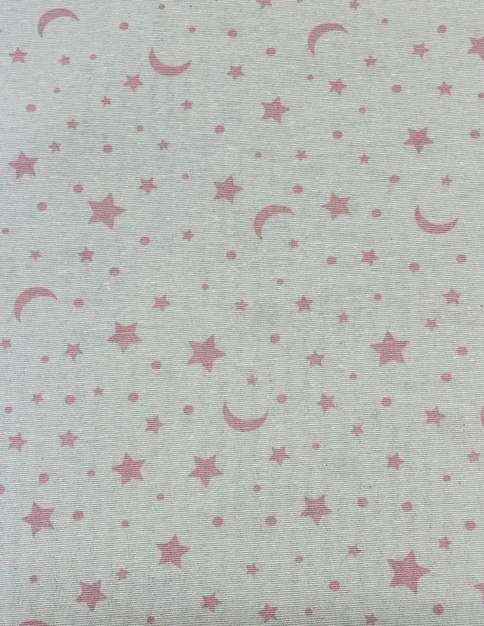 Tessuto Cotone Loneta Stelle Luna Rosa Celeste