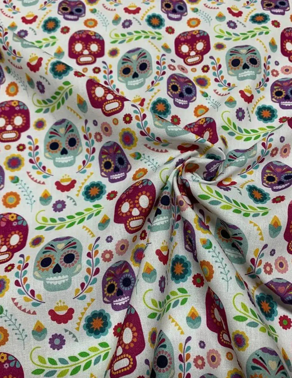 Tessuto Cotone Teschi Messicani Cotone 100%