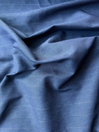 Tessuto Gessato Puro Lino Blu