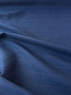 Tessuto Gessato Puro Lino Blu